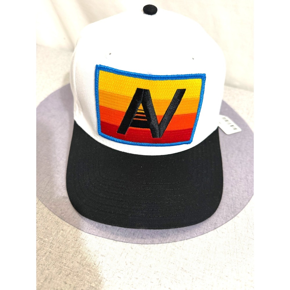 Aviator Nation Black & White LOGO RAINBOW VINTAGE LOW RISE TWILL TRUCKER HAT NWT - Picture 2 of 9